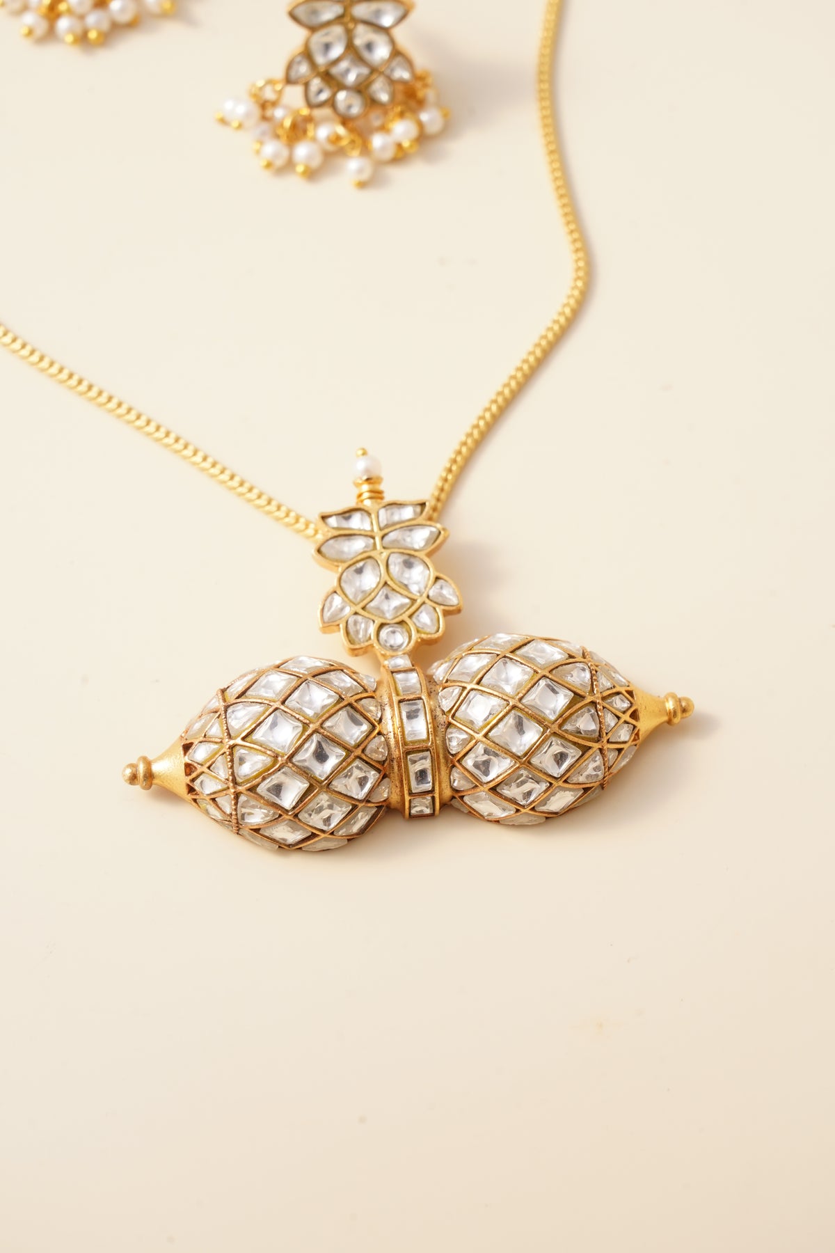 Rajwada Charm - White Kundan Set