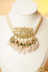 Pearl & Green Stone Statement Set